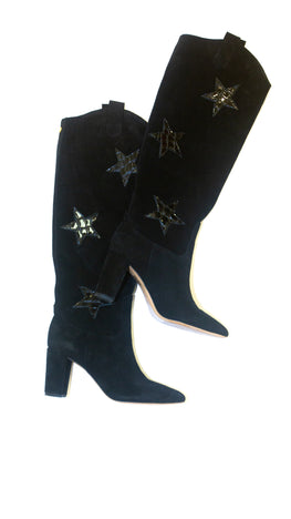 Fabienne Chapot Printed black suede star boots