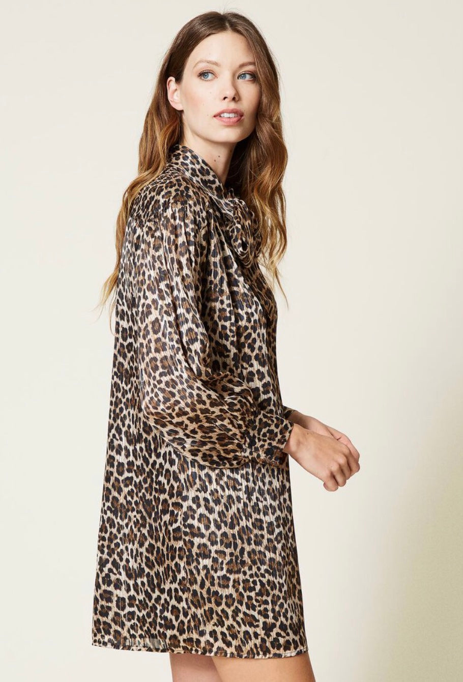 Twinset Actitude	Animal print lurex dress	Leopard