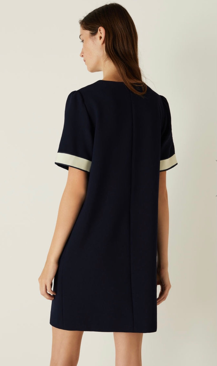 Marella	Navy Dress with trim accents